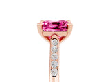 Rose gold Cushion Cut Cut Channel Set Solitaire Engagement Ring with Four-Prong Setting_5