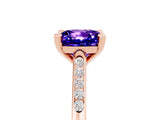 Rose gold Cushion Cut Cut Channel Set Solitaire Engagement Ring with Four-Prong Setting_5
