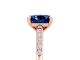 Rose gold Cushion Cut Cut Channel Set Solitaire Engagement Ring with Four-Prong Setting_5