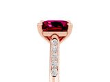 Rose gold Cushion Cut Cut Channel Set Solitaire Engagement Ring with Four-Prong Setting_5