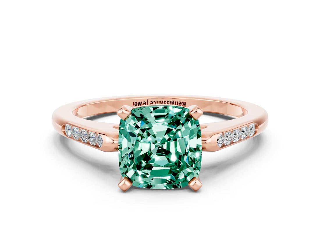Rose gold Cushion Cut Cut Channel Set Solitaire Engagement Ring with Four-Prong Setting_6