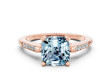 Rose gold Cushion Cut Cut Channel Set Solitaire Engagement Ring with Four-Prong Setting