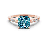 Rose gold Cushion Cut Cut Channel Set Solitaire Engagement Ring with Four-Prong Setting_7