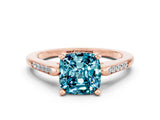 Rose gold Cushion Cut Cut Channel Set Solitaire Engagement Ring with Four-Prong Setting