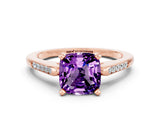 Rose gold Cushion Cut Cut Channel Set Solitaire Engagement Ring with Four-Prong Setting_9