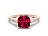 Rose gold Cushion Cut Cut Channel Set Solitaire Engagement Ring with Four-Prong Setting