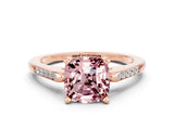Rose gold Cushion Cut Cut Channel Set Solitaire Engagement Ring with Four-Prong Setting