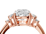Rose gold Cushion Cut Cut Diamond Cluster Ring with Solitaire Band and Four-Prong Setting_19