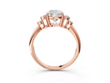 Rose gold Cushion Cut Cut Diamond Cluster Ring with Solitaire Band and Four-Prong Setting_6