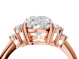Rose gold Cushion Cut Cut Diamond Cluster Ring with Solitaire Band and Four-Prong Setting_7