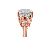 Rose gold Cushion Cut Cut Diamond Cluster Ring with Solitaire Band and Four-Prong Setting_8