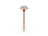 Rose gold Cushion Cut Cut Diamond Floral Halo Engagement Ring with Pavé Band and Prong Setting_2