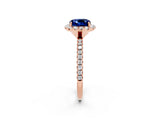 Rose gold Cushion Cut Cut Diamond Floral Halo Engagement Ring with Pavé Band and Prong Setting_2