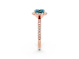 Rose gold Cushion Cut Cut Diamond Floral Halo Engagement Ring with Pavé Band and Prong Setting_2