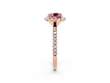 Rose gold Cushion Cut Cut Diamond Floral Halo Engagement Ring with Pavé Band and Prong Setting_2
