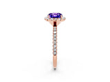 Rose gold Cushion Cut Cut Diamond Floral Halo Engagement Ring with Pavé Band and Prong Setting_2