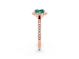 Rose gold Cushion Cut Cut Diamond Floral Halo Engagement Ring with Pavé Band and Prong Setting_2