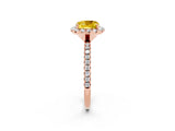 Rose gold Cushion Cut Cut Diamond Floral Halo Engagement Ring with Pavé Band and Prong Setting_2