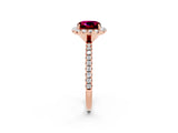 Rose gold Cushion Cut Cut Diamond Floral Halo Engagement Ring with Pavé Band and Prong Setting_2