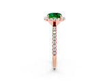 Rose gold Cushion Cut Cut Diamond Floral Halo Engagement Ring with Pavé Band and Prong Setting_2