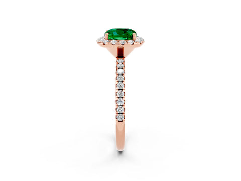 Rose gold Cushion Cut Cut Diamond Floral Halo Engagement Ring with Pavé Band and Prong Setting_2