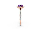 Rose gold Cushion Cut Cut Diamond Floral Halo Engagement Ring with Pavé Band and Prong Setting_2