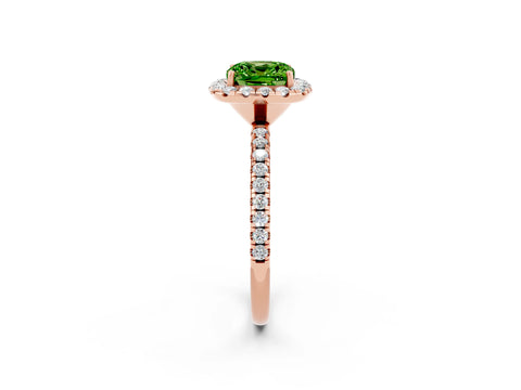 Rose gold Cushion Cut Cut Diamond Floral Halo Engagement Ring with Pavé Band and Prong Setting_2
