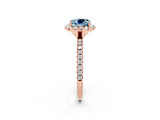 Rose gold Cushion Cut Cut Diamond Floral Halo Engagement Ring with Pavé Band and Prong Setting_2