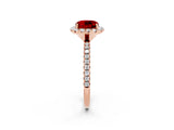 Rose gold Cushion Cut Cut Diamond Floral Halo Engagement Ring with Pavé Band and Prong Setting_2