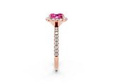 Rose gold Cushion Cut Cut Diamond Floral Halo Engagement Ring with Pavé Band and Prong Setting_2