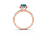 Rose gold Cushion Cut Cut Diamond Floral Halo Engagement Ring with Pavé Band and Prong Setting_3