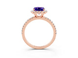 Rose gold Cushion Cut Cut Diamond Floral Halo Engagement Ring with Pavé Band and Prong Setting_3