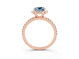 Rose gold Cushion Cut Cut Diamond Floral Halo Engagement Ring with Pavé Band and Prong Setting_3