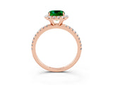 Rose gold Cushion Cut Cut Diamond Floral Halo Engagement Ring with Pavé Band and Prong Setting_3