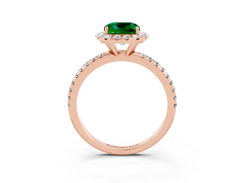 Rose gold Cushion Cut Cut Diamond Floral Halo Engagement Ring with Pavé Band and Prong Setting_3