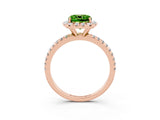 Rose gold Cushion Cut Cut Diamond Floral Halo Engagement Ring with Pavé Band and Prong Setting_3