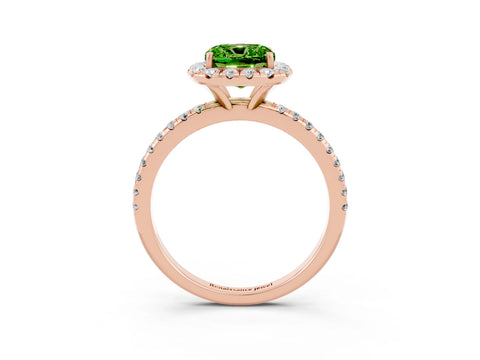 Rose gold Cushion Cut Cut Diamond Floral Halo Engagement Ring with Pavé Band and Prong Setting_3