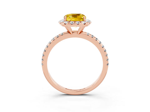 Rose gold Cushion Cut Cut Diamond Floral Halo Engagement Ring with Pavé Band and Prong Setting_3