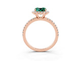 Rose gold Cushion Cut Cut Diamond Floral Halo Engagement Ring with Pavé Band and Prong Setting_3