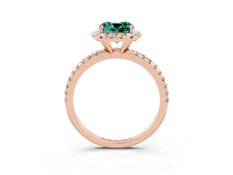 Rose gold Cushion Cut Cut Diamond Floral Halo Engagement Ring with Pavé Band and Prong Setting_3