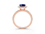 Rose gold Cushion Cut Cut Diamond Floral Halo Engagement Ring with Pavé Band and Prong Setting_3