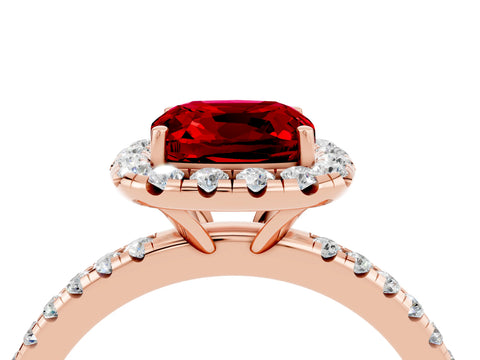Rose gold Cushion Cut Cut Diamond Floral Halo Engagement Ring with Pavé Band and Prong Setting_4
