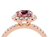 Rose gold Cushion Cut Cut Diamond Floral Halo Engagement Ring with Pavé Band and Prong Setting_4