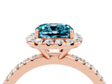 Rose gold Cushion Cut Cut Diamond Floral Halo Engagement Ring with Pavé Band and Prong Setting_4