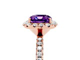 Rose gold Cushion Cut Cut Diamond Floral Halo Engagement Ring with Pavé Band and Prong Setting_5