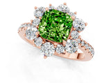 Rose gold Cushion Cut Cut Diamond Floral Halo Pave Band with Prong Setting_1