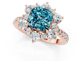 Rose gold Cushion Cut Cut Diamond Floral Halo Pave Band with Prong Setting_1