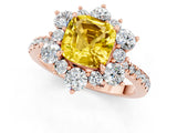 Rose gold Cushion Cut Cut Diamond Floral Halo Pave Band with Prong Setting_1