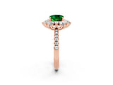 Rose gold Cushion Cut Cut Diamond Floral Halo Pave Band with Prong Setting_2