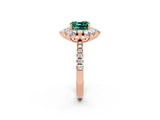 Rose gold Cushion Cut Cut Diamond Floral Halo Pave Band with Prong Setting_2